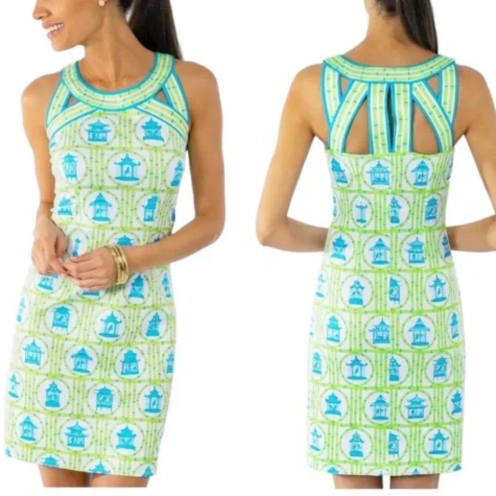 Gretchen Scott Isoceles Caged Bird Dress Large Bird Palace Pagado Stretch - Picture 2 of 7
